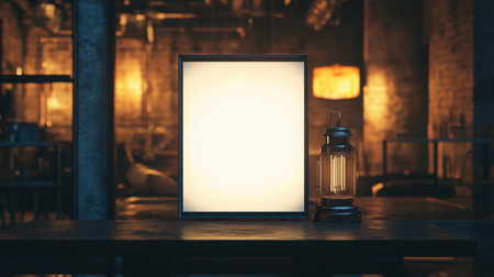 Clean and simple empty menu board stand on display, blank and ready for use in any settingの素材