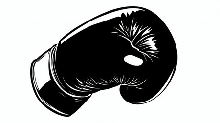 Iconic black and white outline of a boxing glove, isolated on white, capturing the essence of sport and strength in minimalist formの素材
