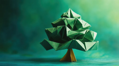 Paper origami tree evolving into a real tree, symbolizing growth and transformation; nature and creativity blendの素材