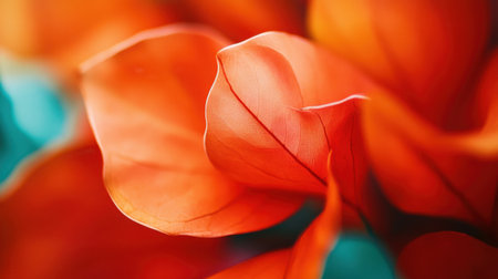 This image features a close-up view of vibrant orange leaves, showcasing delicate textures and soft lighting, perfect for nature-inspired designs and artistic projects.の素材