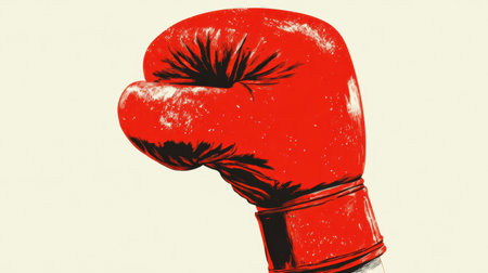 Minimalist outline of a boxing glove on a white background, representing strength, sports, and powerful punch conceptsの素材