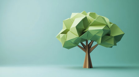 Paper origami tree beginning to turn real, concept of growth, transformation, and environmental awarenessの素材