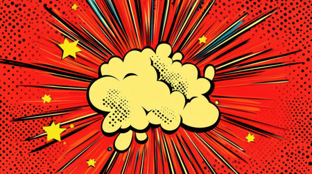 This bright and dynamic comic explosion graphic features bold lines and playful colors, ideal for adding energy to creative projects or illustrations.の素材