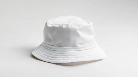 This white bucket hat features a clean design, perfect for summer outings, outdoor activities, and travel, adding a stylish touch to any casual outfit or adventure.の素材