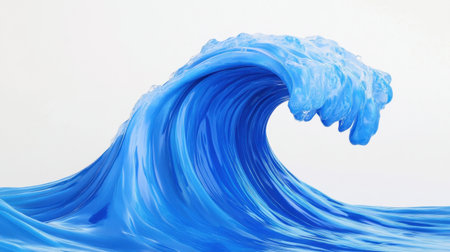 A stunning depiction of a powerful ocean wave, showcasing vivid blue hues and dynamic movement, ideal for representing nature, energy, and tranquility in various design projects.の素材