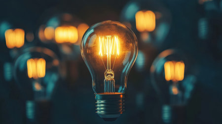 A captivating image of vintage bulbs glowing warmly against a dark background, ideal for enhancing interior design and evoking a sense of nostalgia.の素材