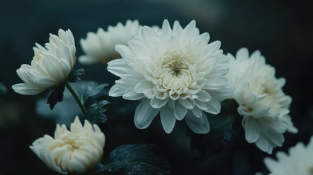 A serene arrangement of soft white flowers, perfect for enhancing any design project with a touch of natural elegance and calmness, suitable for various applications.の素材