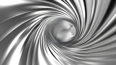 Explore a mesmerizing silver metallic tunnel with smooth curves and reflective textures, ideal for abstract concepts, digital art projects, or modern design elements.の素材
