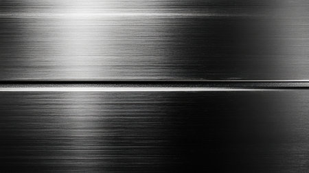This image showcases a sleek and smooth metallic surface of brushed steel, featuring subtle lines and textures ideal for modern design applications and industrial themes.の素材