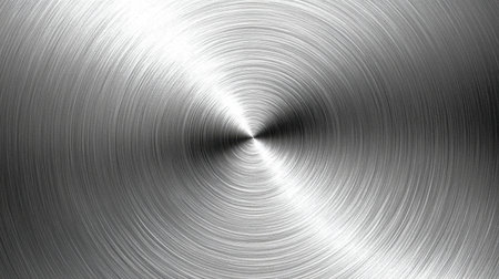 High-quality image of a smooth brushed metal texture featuring a circular design. Ideal for use in industrial and artistic projects, offering a modern aesthetic.の素材
