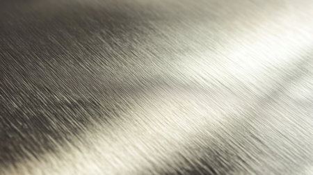 This close-up image showcases a brushed metal surface featuring smooth textures and subtle reflections, perfect for graphic design projects and industrial visuals.の素材