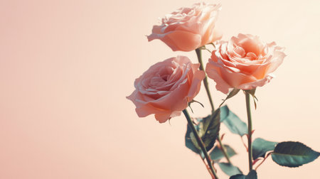 A captivating image of soft pink roses elegantly positioned against a gentle background, ideal for conveying love, beauty, and romance in various creative projects.の素材
