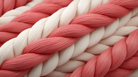 Explore a captivating close-up of red and white fibers intricately woven together, highlighting detailed muscle-like textures ideal for art, design, or educational projects.の素材