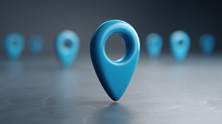 Vibrant 3D render of digital map location pins, perfect for enhancing travel, navigation, and technology-related designs with a modern aesthetic.の素材
