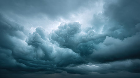 A captivating cloudscape depicting heavy rolling clouds that suggest the intensity of an approaching thunderstorm, underscoring the beauty and power of nature.の素材