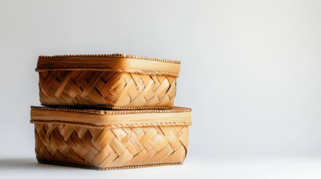 Discover elegant handcrafted baskets designed for storage or decoration, featuring a beautiful woven pattern that enhances any minimalist space with charm.の素材