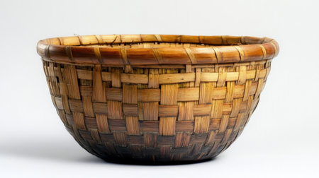 This beautifully handcrafted bamboo basket features intricate weaving patterns and a natural finish, perfect for enhancing any eco-friendly living space or home decor.の素材