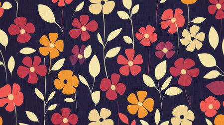 A beautiful floral pattern featuring vivid flowers and leaves on a dark background, perfect for various design projects including textiles, wallpapers, and digital elements.の素材