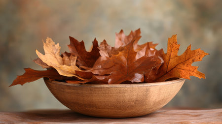 A beautiful arrangement of autumn leaves in varying shades of brown and orange showcases the essence of the fall season, perfect for evoking warmth and nature's beauty.の素材