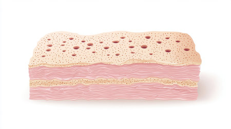 This illustration showcases a textured layered wafer dessert featuring distinct colors and details, perfect for culinary imagery, baking inspiration, or food-related projects.の素材