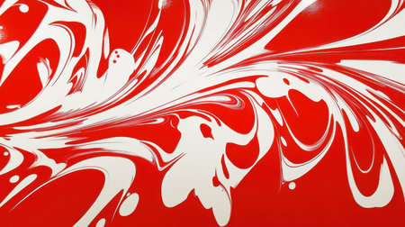 Vivid abstract design featuring dynamic red and white swirls, perfect for modern art projects, backgrounds, and creative designs that require a bold touch.の素材