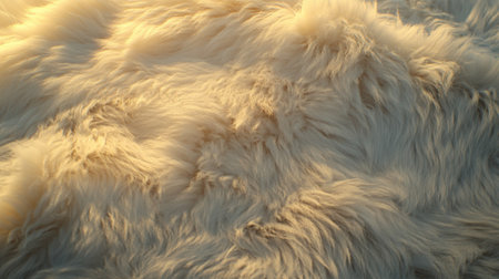 Close-up view of a soft and fluffy light beige fur texture, adding warmth and comfort to any decor. Ideal for cozy atmosphere in photography projects.の素材