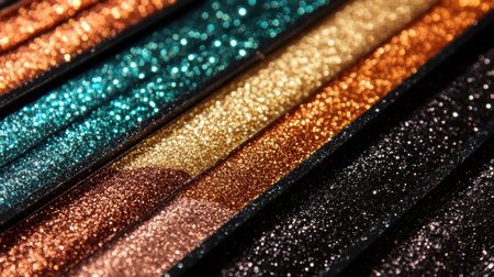 Colorful glitter strips create a stunning visual display of shimmer and sparkle, perfect for artistic projects, crafts, or creative design inspiration.の素材