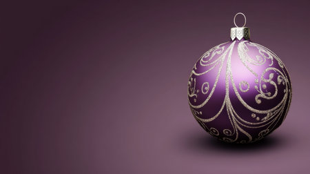A stunning purple Christmas ornament featuring intricate gold swirls, perfect for adding a touch of elegance and style to holiday decorations and celebrations.の素材