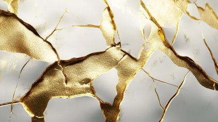 This elegant abstract background features a beautiful interplay of gold and white, showcasing intricate metallic lines that create a luxurious and modern design.の素材