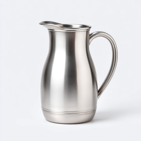 This sleek stainless steel pitcher is perfect for serving beverages in style. It enhances any dining experience with its modern design and durable quality.の素材