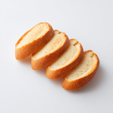A close-up view of freshly baked sliced bread showcasing its soft texture and golden crust. Perfect for food photography or baking inspiration.の素材