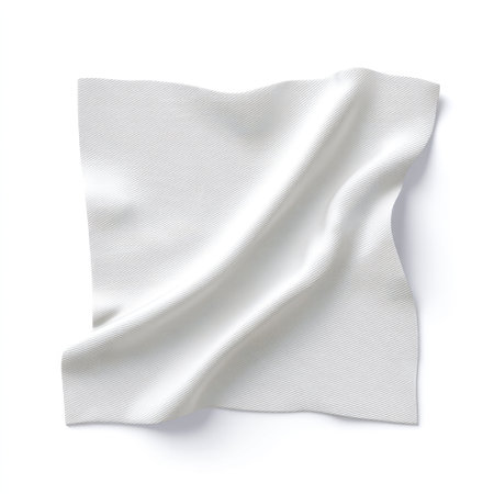 A stunning white fabric with gentle wrinkles and soft drapes, creating an elegant, clean background ideal for creative projects and stylish designs.の素材