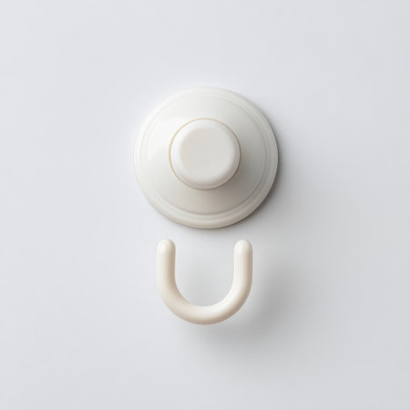 A sleek white wall hook with a circular base, ideal for organizing spaces. This minimalist accessory offers functional style for various contemporary settings.の素材