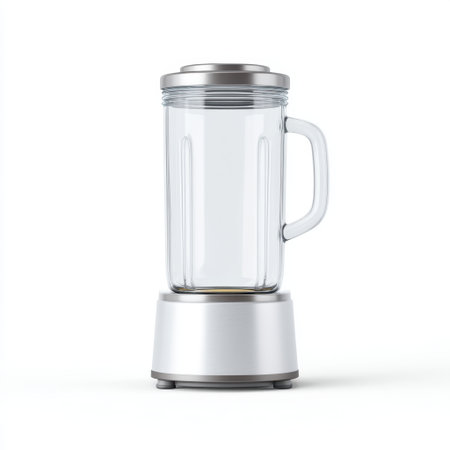 This modern blender features a transparent glass jar and stainless steel base, making it a stylish addition to any kitchen. Perfect for smoothies and meal prep.の素材