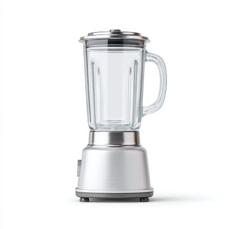 This sleek kitchen blender features a glass jar and a stainless steel base, ideal for creating smoothies, soups, and various culinary preparations. Efficient and stylish!の素材