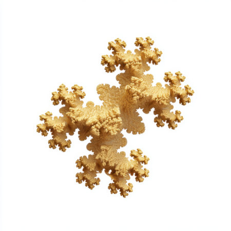 Stunning abstract design featuring organic fractal shapes in warm yellow tones on a white background, showcasing intricate patterns and a modern minimalist aesthetic.の素材