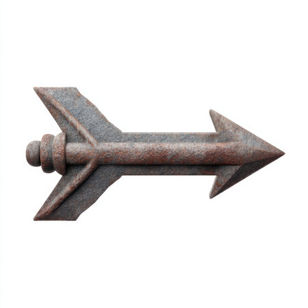 This vintage metal arrow features a unique rusty design, perfect for adding an industrial touch to home or office decor. Ideal for creative wall art.の素材