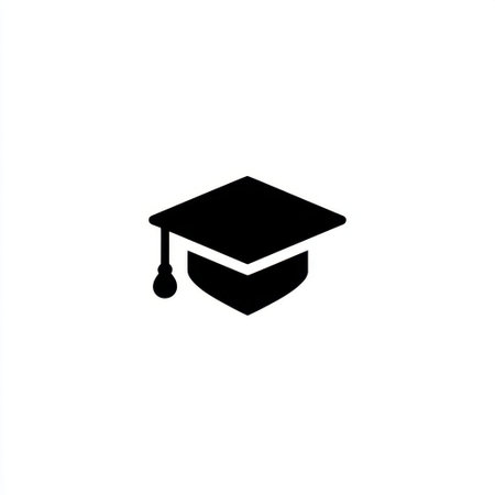 This simple black silhouette of a graduation cap serves as a versatile icon representing education, achievement, and academic success suitable for various projects.の素材