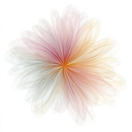 This stunning abstract illustration features a flower like shape with soft color gradients and elegant swirls, creating a modern and harmonious visual experience.の素材