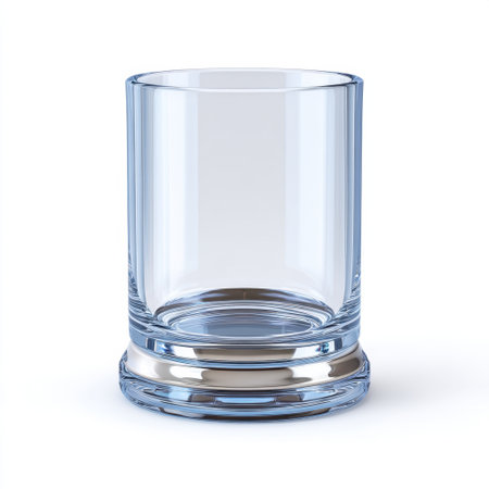 A stylish transparent glass tumbler featuring a shiny silver base, perfect for showcasing beverages. Ideal for modern settings, this minimalist piece enhances any occasion.の素材