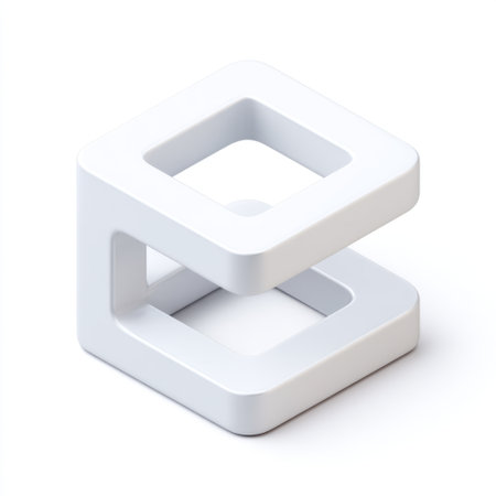 A three dimensional white geometric shape that exemplifies modern design; ideal for creative projects, artwork, or branding requiring a minimalistic aesthetic.の素材