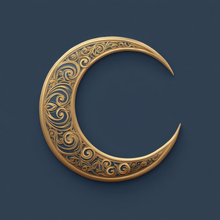 This stunning ornate golden crescent moon shape features intricate swirl patterns, perfect for inspiring artistic projects and enhancing decorative designs.の素材