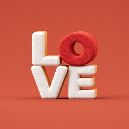 This colorful 3D text design of the word "LOVE" features soft textures and a vibrant background, ideal for romantic themes and heartfelt celebrations.の素材