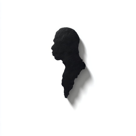 This striking silhouette profile on a white background highlights artistic expression and minimalism, making it ideal for creative projects and visual art displays.の素材