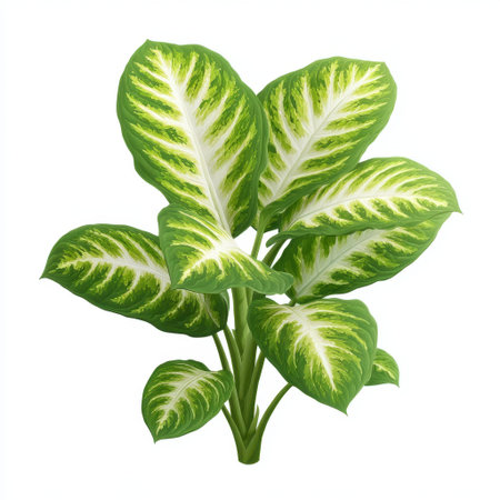 A vibrant indoor plant with striking variegated leaves, perfect for enhancing any living space. Ideal for home decor, interior design, and creating a refreshing ambiance.の素材