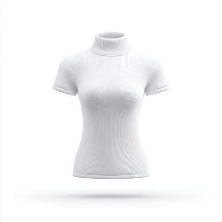 A sleek white turtleneck top for women, perfect for both casual and formal occasions. Its modern design makes it an essential addition to any stylish wardrobe.の素材