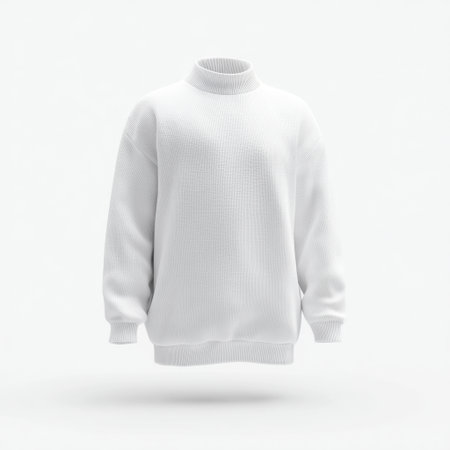 A minimalist white pullover sweater featuring a soft textured fabric, ideal for layering and casual wear during cooler seasons. Perfect for various outfits.の素材