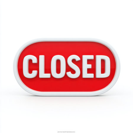 A bright red closed sign with bold white letters, conveying a clear message of unavailability. This eye-catching graphic is perfect for business communication needs.の素材