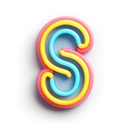 This vibrant 3D letter S design features playful swirls and bright colors, making it ideal for creative projects, branding, and cheerful aesthetics.の素材
