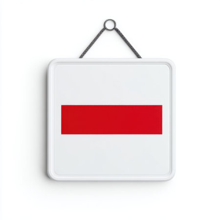 This striking minimalist sign features a bold red rectangle on a clean white background, making it an ideal choice for modern interior spaces and creative projects.の素材